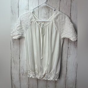 Cream Tie Front Blouse with Relaxed Fit size small
